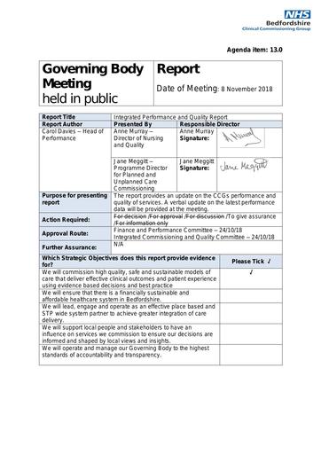 13.0 integrated performance and quality report