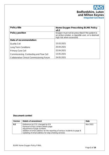 Home Oxygen Therapy BLMK Policy