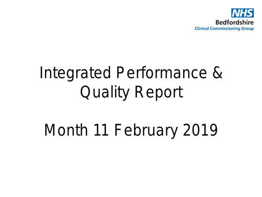 11.0a master intergrated performance quality report