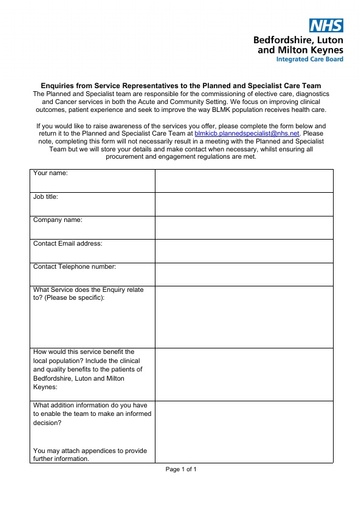 BLMK Planned and Specialist Care form for Enquiries from Reps v3
