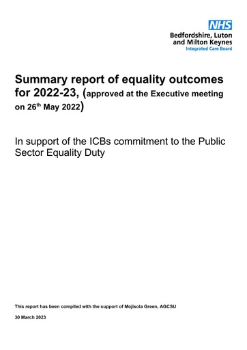 BLMK ICB summary report of equality activity for April 2022 to March 2023