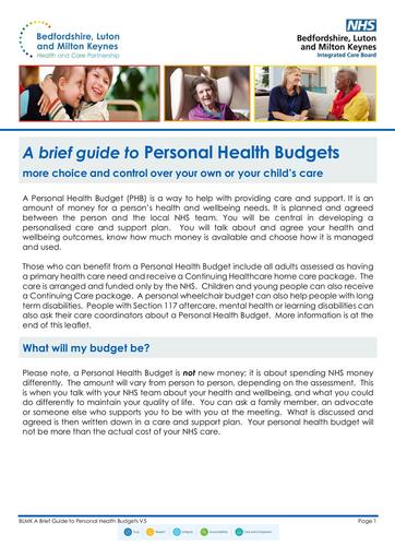 BLMK ICB Brief guide to Personal Health Budgets