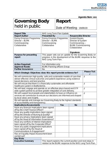 8.0 NHS long term plan