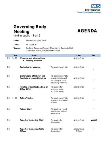 0.0 governing body agenda July 2018