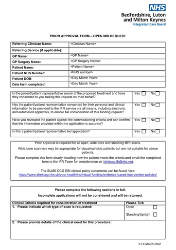 Open MRI PA Form