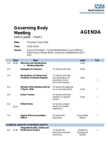 0.0 governing body agenda 5 April 2018