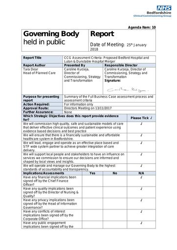 10.0 criteria for bht ld proposed merger