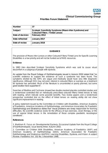 Guidance 37 mears irlen lens syndrome january