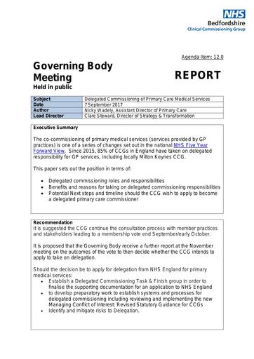 12 0 delegated commissioning of primary care