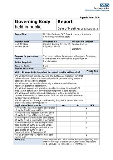 18.0 core assurance standards emergency