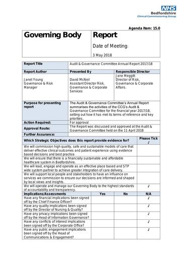 15.0 audit committee annual report