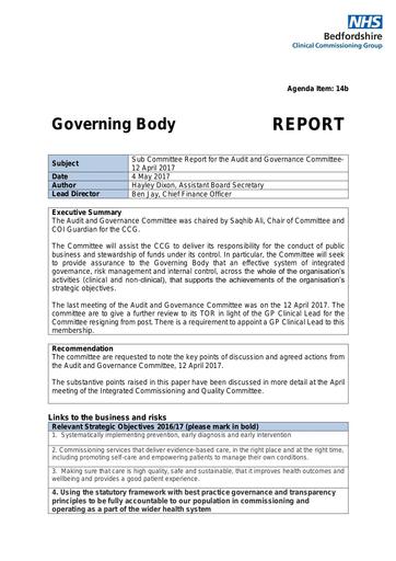 15 0 b sub committee report audit and go