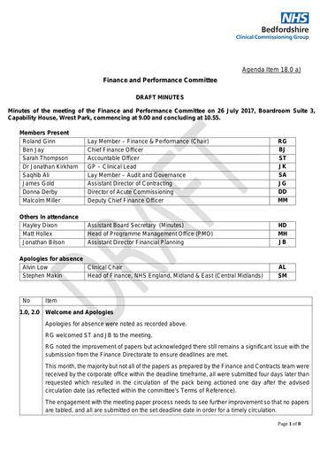 18 0a draft finance and performance committee