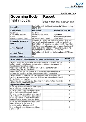 14.0 joint health and wellbeing strategy