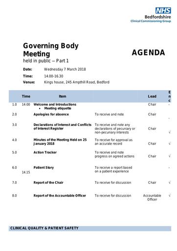 0.0 governing body agenda 7 march 2018